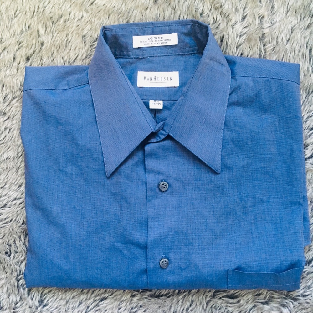 Van Heusen men’ blue 2 tone dress shirt size 16.5 34/35
